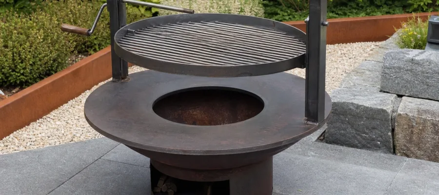 Feuerschale mit Grillfunktion selber umbauen: DIY-Anleitung fuer Outdoor-Kueche