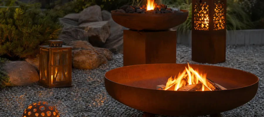 DIY-Beleuchtungsideen fuer Feuerschalen: Lampen und Lichter clever integrieren